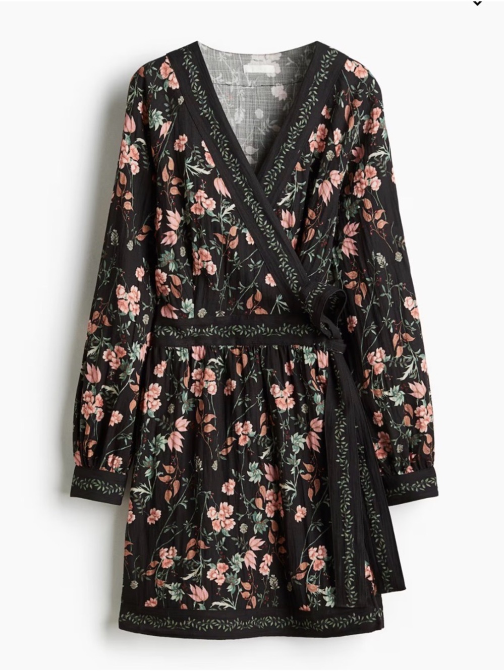 H&M Wrap Dress (Black/Floral) Size M